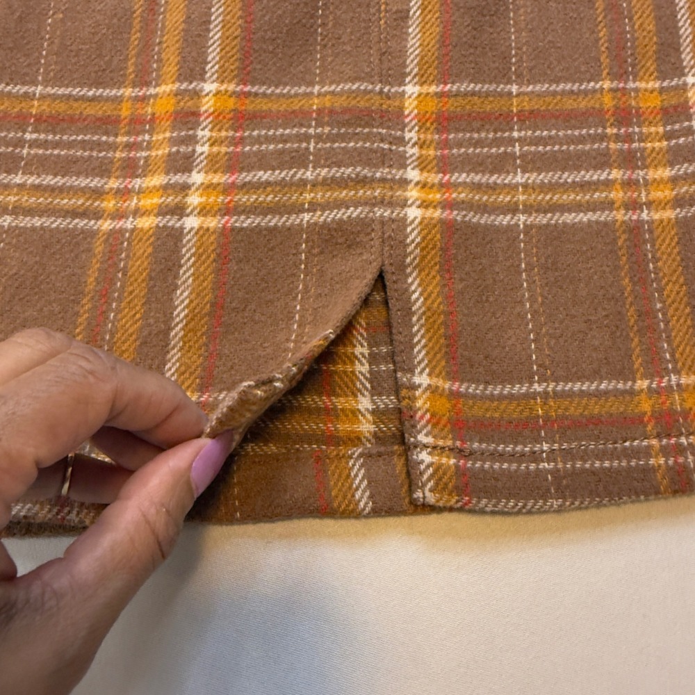 Tinseltown Brown Plaid Mini Skirt EUC Slit Womens M Preppy Retro 90s VTG Style - Picture 5 of 9